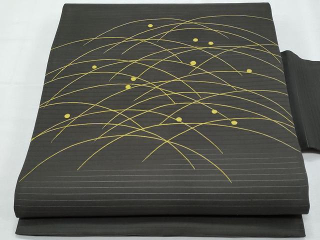平和屋着物*夏物 塩瀬 九寸名古屋帯 露芝文 黒地 正絹 逸品 CABI5749fb