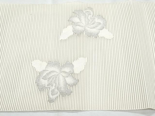 平和屋着物*夏物 八寸名古屋帯 絽綴れ 枝花文 銀糸 正絹 逸品 CABI5752fb