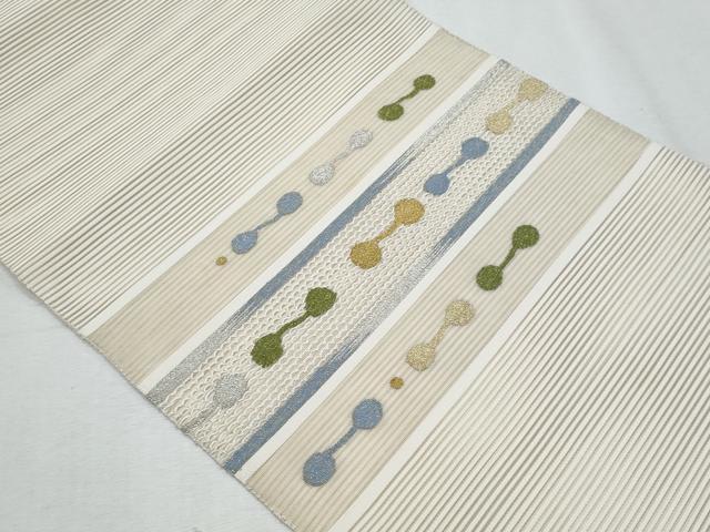 平和屋着物*夏物 八寸名古屋帯 絽綴れ 横段文 金銀糸 正絹 逸品 CABI5753fb