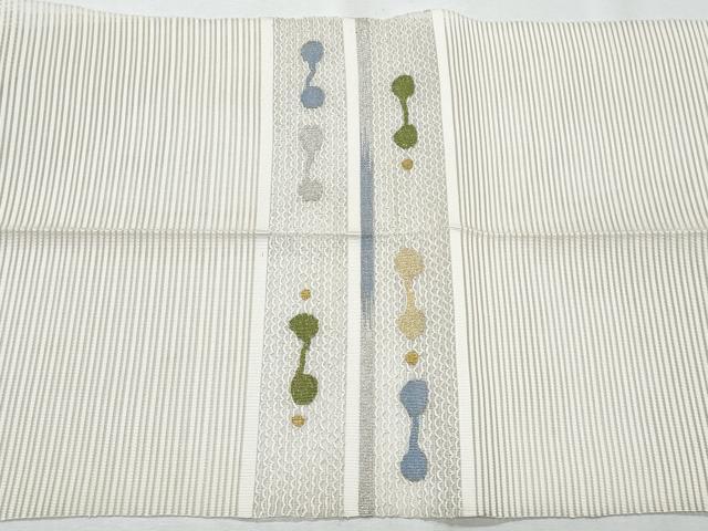 平和屋着物*夏物 八寸名古屋帯 絽綴れ 横段文 金銀糸 正絹 逸品 CABI5753fb