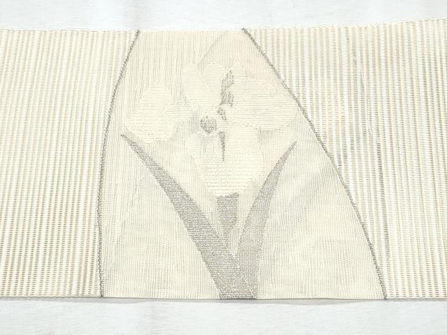 平和屋着物*夏物 八寸名古屋帯 絽綴れ 地紙枝花文 銀糸 正絹 逸品 CABI5754fb