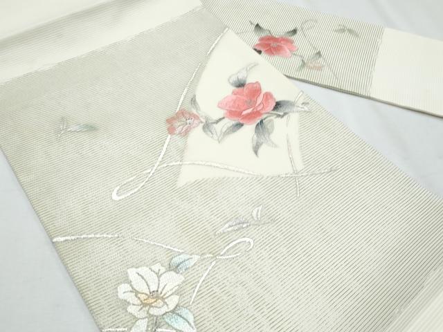 平和屋着物*夏物 九寸名古屋帯 刺繍 枝花文 金銀彩 正絹 逸品 CABI5762fb