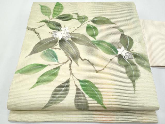 平和屋着物*夏物 九寸名古屋帯 刺繍 枝花文 金銀糸 正絹 逸品 CABI5812fb