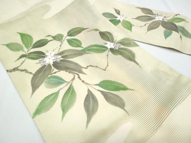 平和屋着物*夏物 九寸名古屋帯 刺繍 枝花文 金銀糸 正絹 逸品 CABI5812fb