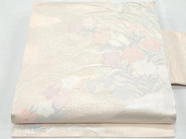 平和屋着物*夏物 九寸名古屋帯 枝花文 銀糸 正絹 逸品 CABI5813fb