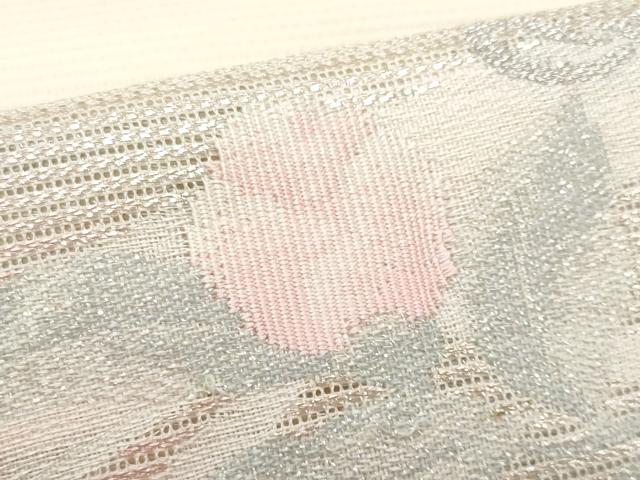 平和屋着物*夏物 九寸名古屋帯 籬草花文 銀糸 正絹 逸品 CABI5822fb