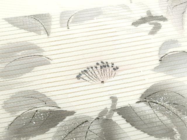 平和屋着物*夏物 九寸名古屋帯 作家物 手描き 刺繍 枝花文 銀糸 正絹 逸品 CABI5823fb