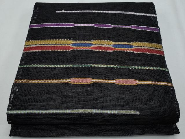 平和屋着物*夏物 八寸名古屋帯 横段文 黒地 ゑり善扱い 正絹 逸品 CABI5835fb