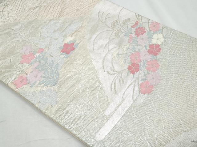 平和屋着物*夏物 六通柄袋帯 流水枝花文 金銀糸 正絹 逸品 CABI5872fb