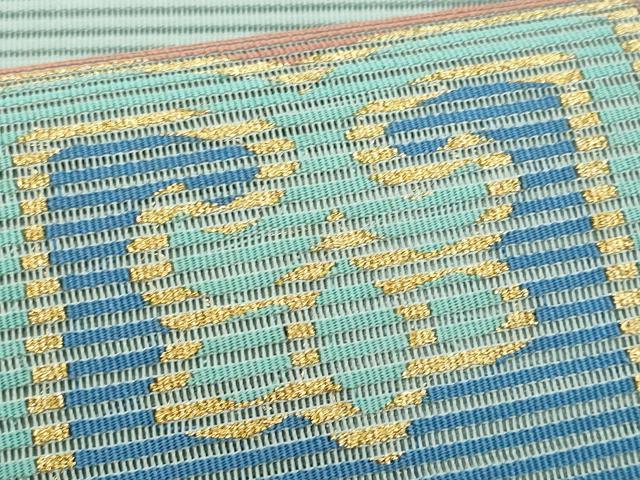 平和屋着物*夏物 九寸名古屋帯 絽綴れ 幾何学文様 金糸 正絹 逸品 CABI5873fb