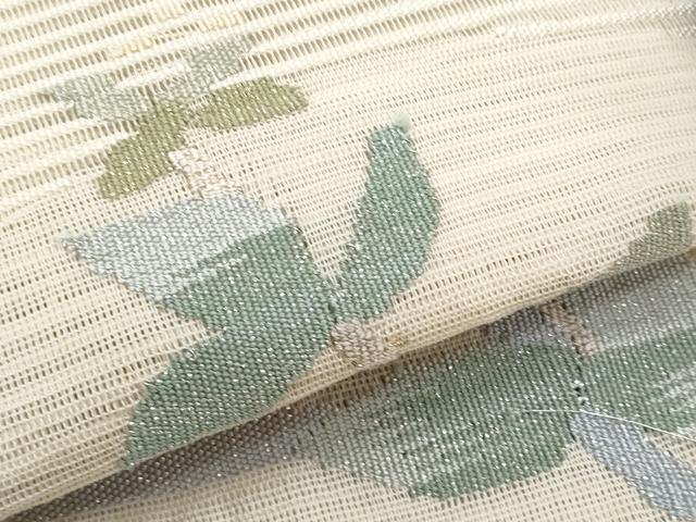平和屋着物*夏物 八寸名古屋帯 絽綴れ 枝葉文 金糸 正絹 逸品 CABI5874fb