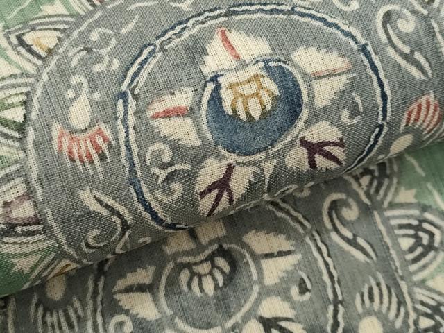 平和屋着物*夏物 九寸名古屋帯 紬地 型染 絵皿文 正絹 逸品 CABI5908fb