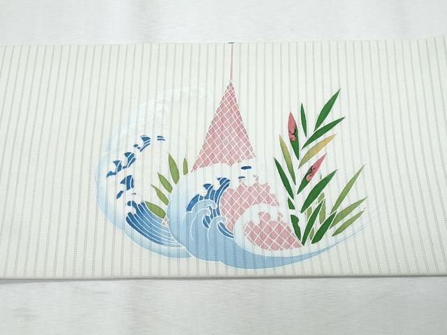 平和屋着物*夏物 塩瀬 九寸名古屋帯 友禅 立波文 正絹 逸品 CABI5911fb