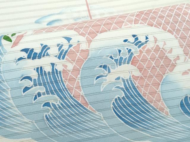 平和屋着物*夏物 塩瀬 九寸名古屋帯 友禅 立波文 正絹 逸品 CABI5911fb