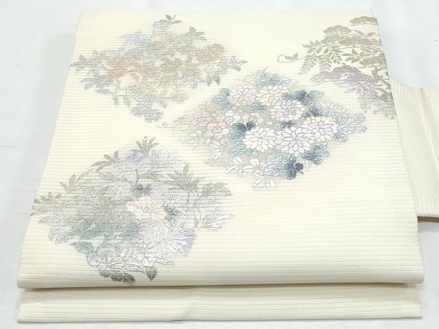 平和屋着物*夏物 九寸名古屋帯 菱花文 金銀彩 正絹 逸品 CABI5918fb