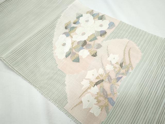 平和屋着物*夏物 八寸名古屋帯 絽綴れ 枝椿 桔梗 金銀糸 正絹 逸品 CABI5925fb