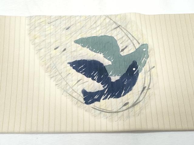 平和屋着物*夏物 塩瀬 九寸名古屋帯 手描き 飛鳥文 正絹 逸品 CABI5927fb
