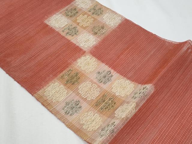 平和屋着物*夏物 銀座 志ま亀 八寸名古屋帯 市松吉祥文様 金糸 たとう紙付き 正絹 逸品 未使用 CABI5953fb
