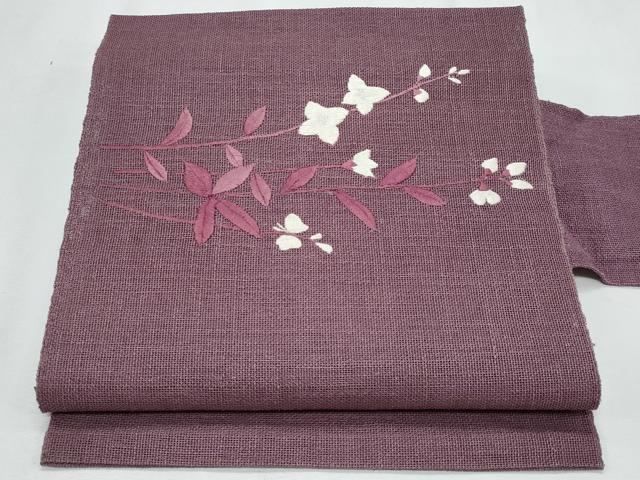 平和屋着物*夏物 銀座 志ま亀 八寸名古屋帯 総刺繍 枝花文 たとう紙付き 正絹 逸品 CABI5954fb