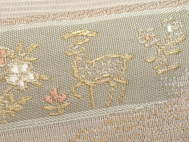 平和屋着物*夏物 九寸名古屋帯 動物花文 金糸 正絹 逸品 CABI5960fb