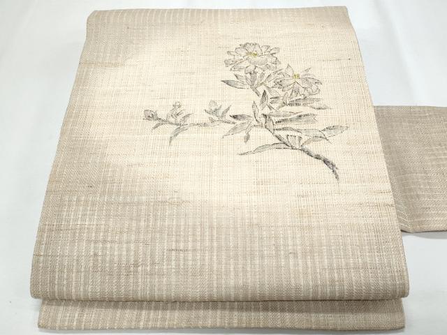 平和屋着物*夏物 九寸名古屋帯 手描き 枝花文 正絹 逸品 CABI5962fb