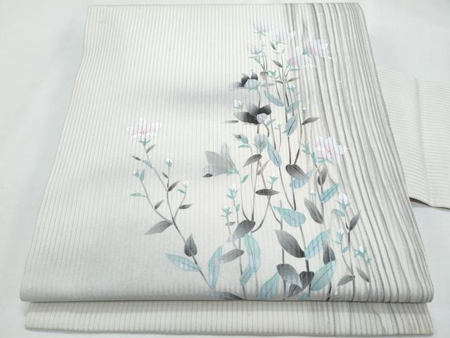 平和屋着物*夏物 九寸名古屋帯 手描き 枝花文 正絹 逸品 CABI5970fb