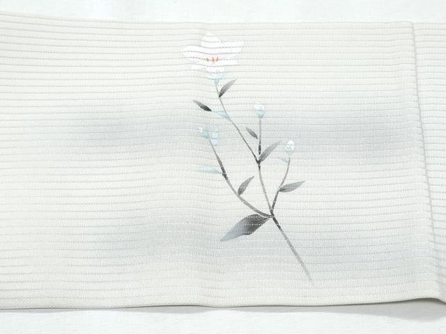 平和屋着物*夏物 九寸名古屋帯 手描き 枝花文 正絹 逸品 CABI5970fb