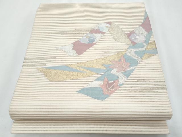平和屋着物*夏物 八寸名古屋帯 絽綴れ 熨斗花文 金銀糸 正絹 逸品 CABI5976fb
