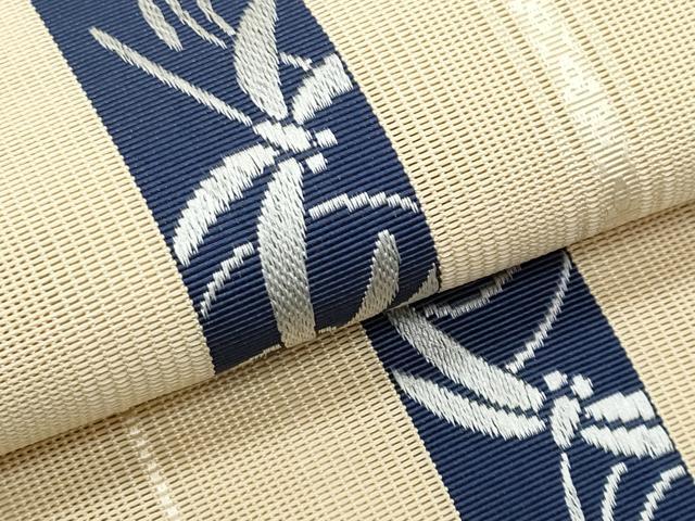 平和屋着物*夏物 本場筑前博多織 八寸名古屋帯 献雅 トンボ間道 西村織物謹製 博多金ラベル 証紙付き 正絹 逸品 CABI5981fb