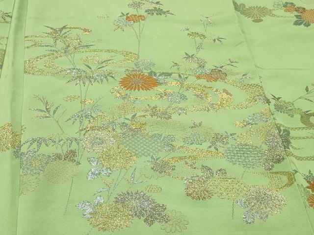 平和屋着物#羽織 寿光織 流水草花文 金銀糸 正絹 逸品 CABI6020in
