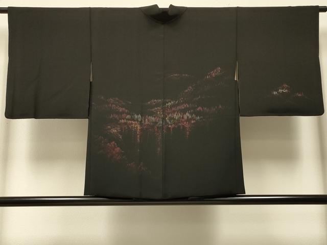 平和屋着物#羽織 寿光織 樹林風景文 黒地 金銀糸 正絹 逸品 CABI6034in