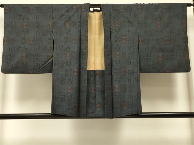 平和屋着物#本場大島紬 羽織 7マルキ 抽象文 正絹 逸品 CABI6036in