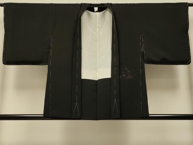 平和屋着物#羽織 総刺繍 流水笹竹文 黒地 正絹 逸品 未使用 CABI6045in