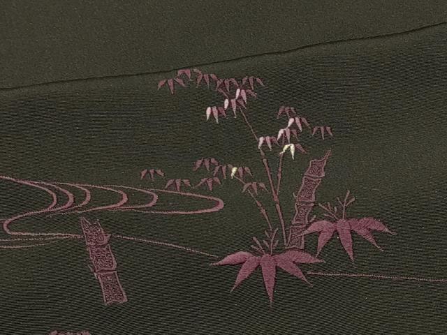 平和屋着物#羽織 総刺繍 流水笹竹文 黒地 正絹 逸品 未使用 CABI6045in