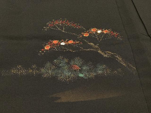 平和屋着物#羽織 寿光織 風景文 黒地 金銀糸 正絹 逸品 CABI6046in