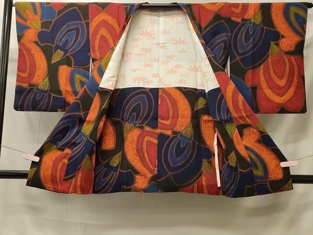 平和屋着物#道行コート ろうけつ染め 抽象文 正絹 逸品 CABI6061in