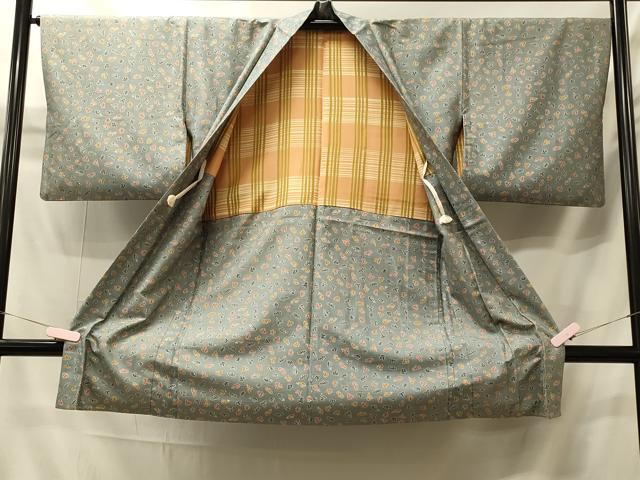 平和屋着物#長羽織 紬地 型染め 抽象文 正絹 逸品 CABI6066in