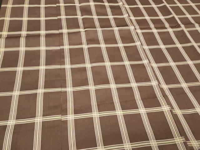 平和屋着物#道行コート 雨コート 単衣 格子 ロング丈 正絹 逸品 CABI6074in
