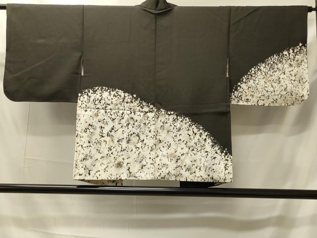 平和屋着物#羽織 霞文 黒地 金銀彩 正絹 逸品 CABI6075in