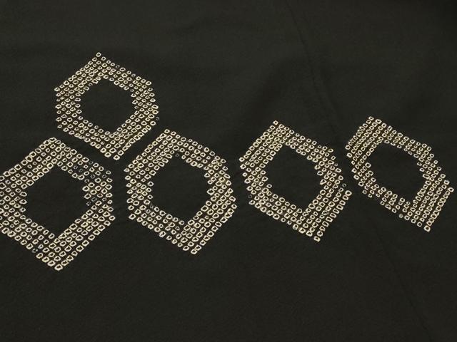 平和屋着物#羽織 総絞り 亀甲文 黒地 正絹 逸品 CABI6087in