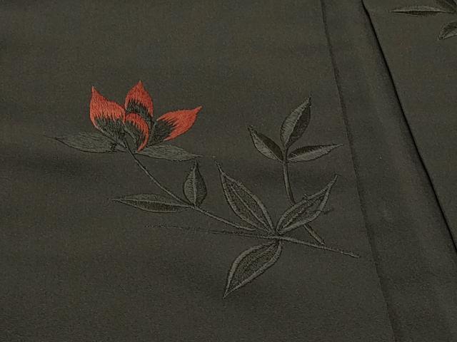 平和屋着物#羽織 総刺繍 草花文 黒地 正絹 逸品 CABI6091in