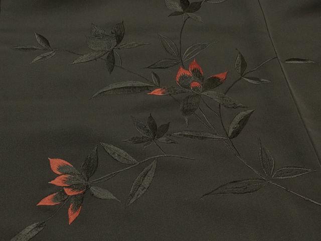 平和屋着物#羽織 総刺繍 草花文 黒地 正絹 逸品 CABI6091in