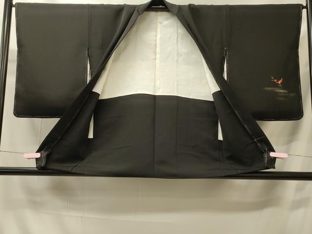 平和屋着物#羽織 駒刺繍 御所車花文 黒地 金銀彩 正絹 逸品 未使用 CABI6094in