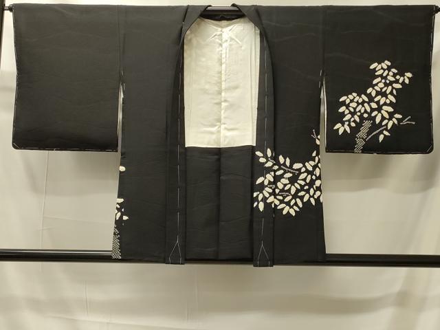 平和屋着物#羽織 絞り 笹竹文 黒地 正絹 逸品 CABI6095in