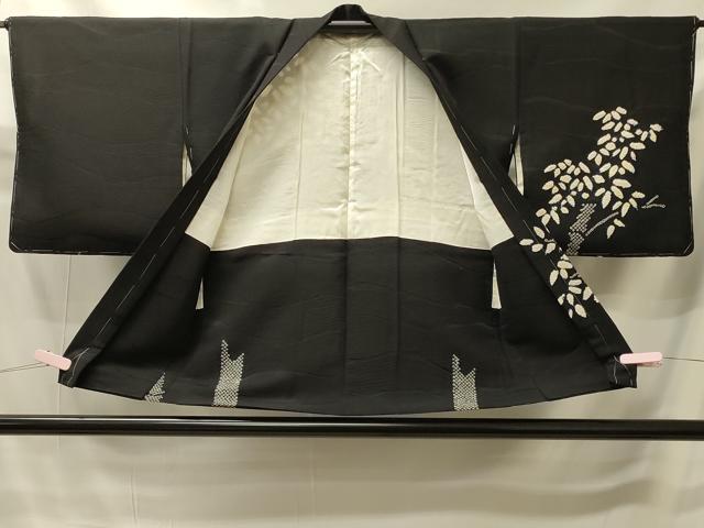 平和屋着物#羽織 絞り 笹竹文 黒地 正絹 逸品 CABI6095in
