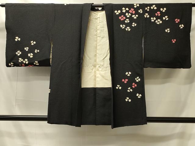 平和屋着物#羽織 絞り 舞花文 黒地 正絹 逸品 CABI6099in