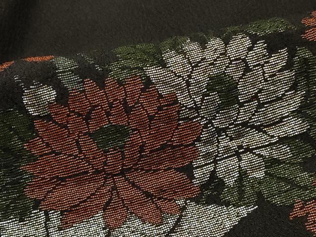平和屋着物#羽織 寿光織 花束 黒地 銀糸 正絹 逸品 CABI6103in