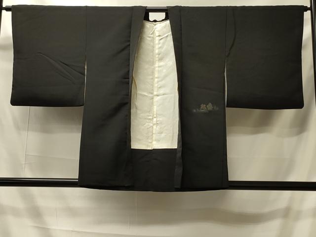 平和屋着物#羽織 寿光織 風景文 黒地 金糸 正絹 逸品 CABI6105in