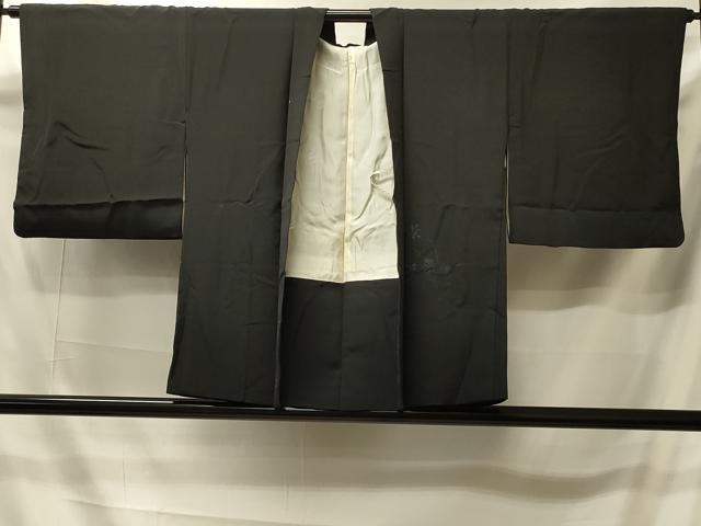 平和屋着物#羽織 流水草花文 黒地 正絹 逸品 CABI6109in