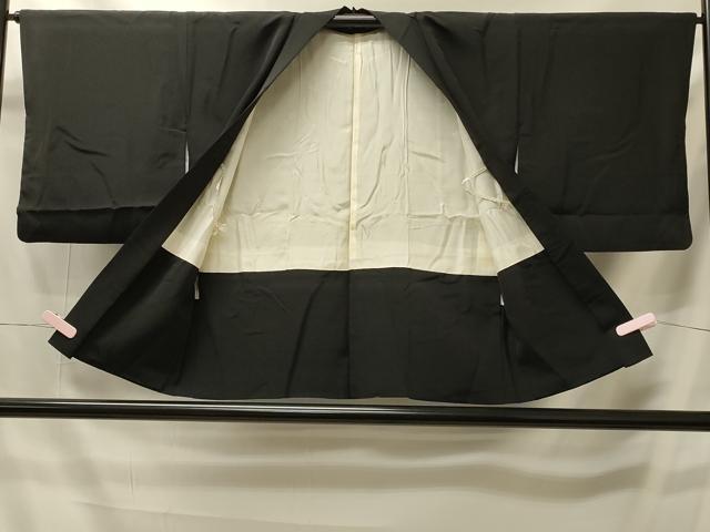平和屋着物#羽織 流水草花文 黒地 正絹 逸品 CABI6109in